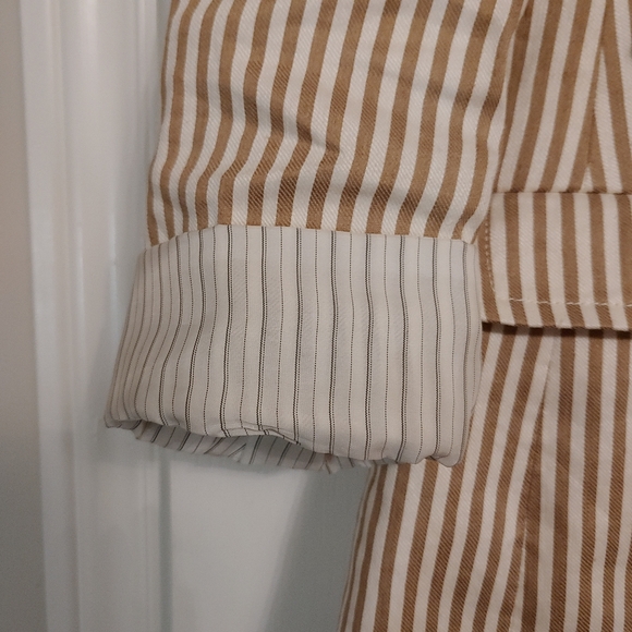 Tory Burch Womens Jacket Size 6 Beige Striped Linen Cotton Blazer Coat $598 - Picture 9 of 9